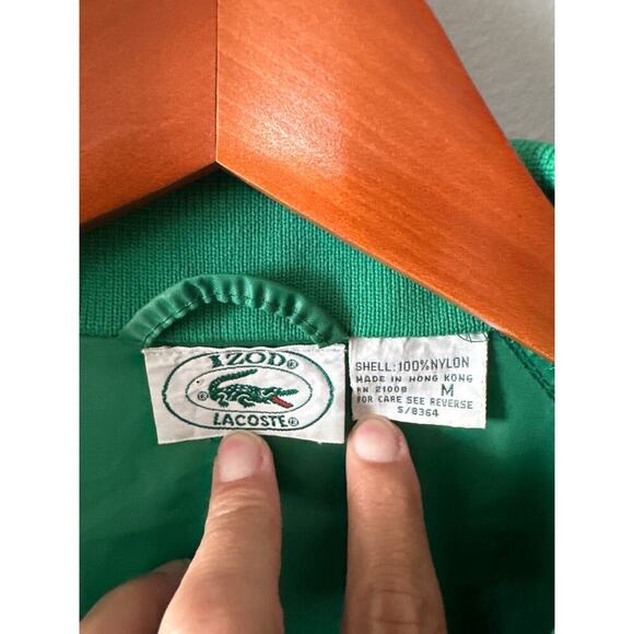 Vintage Adult Size M  Izod Lacoste Green 3/4  Zip Windbreaker - Picture 2 of 7